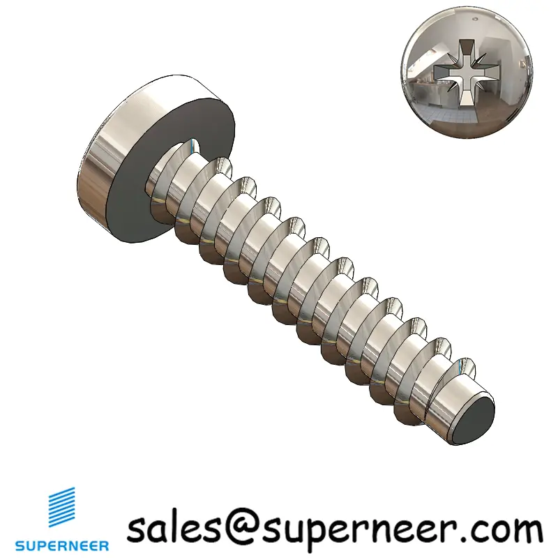 M3 × 14mm  Pan Head Pozi Thread Foming Screws for Plastic SUS304 Stainless Steel Inox