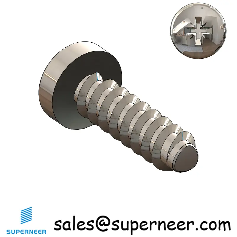 M3.5 × 12mm  Pan Head Pozi Thread Foming Screws for Plastic SUS304 Stainless Steel Inox