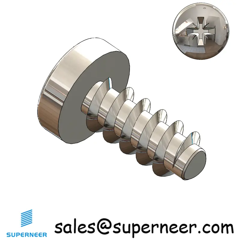 M4 × 9mm  Pan Head Pozi Thread Foming Screws for Plastic SUS304 Stainless Steel Inox