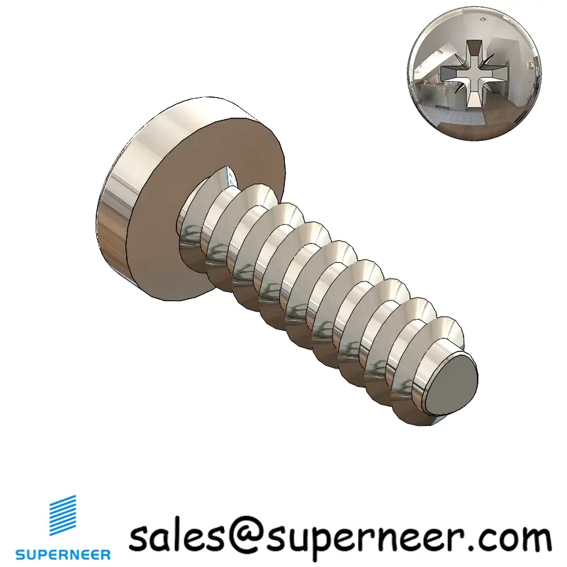 M6 × 20mm  Pan Head Pozi Thread Foming Screws for Plastic SUS304 Stainless Steel Inox