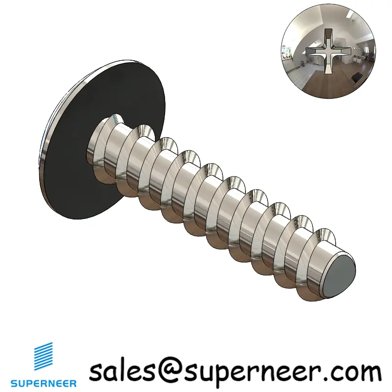 2 × 3/8" Truss Head Phillips Thread Forming inch Screws for Plastic  SUS304 Stainless Steel Inox
