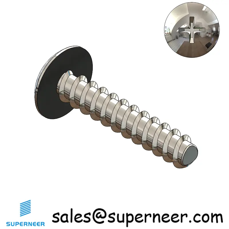 2 × 7/16" Truss Head Phillips Thread Forming inch Screws for Plastic  SUS304 Stainless Steel Inox