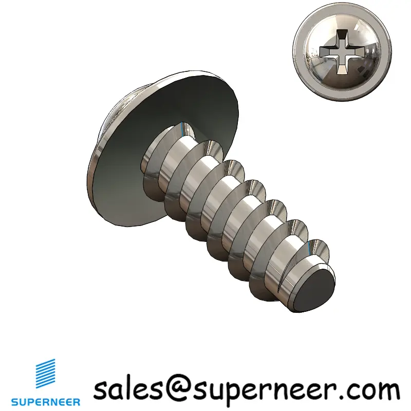 M2.2 × 6mm  Pan Washer Head Phillips Thread Foming Screws for Plastic SUS304 Stainless Steel Inox