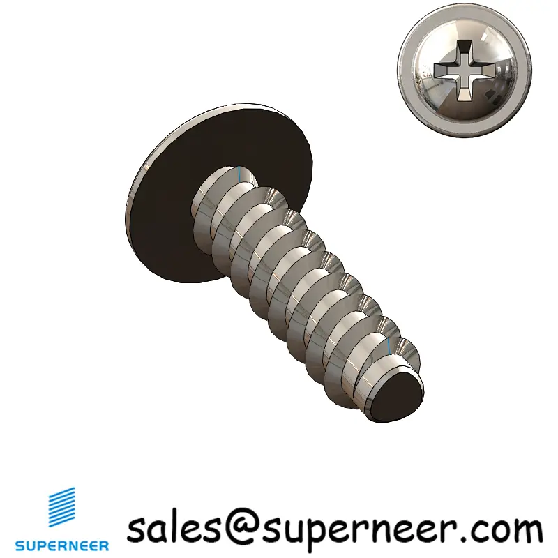 M2.2 × 8mm  Pan Washer Head Phillips Thread Foming Screws for Plastic SUS304 Stainless Steel Inox