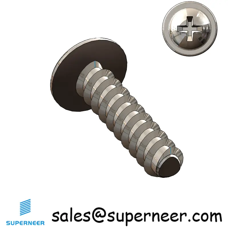 M2.2 × 9mm  Pan Washer Head Phillips Thread Foming Screws for Plastic SUS304 Stainless Steel Inox