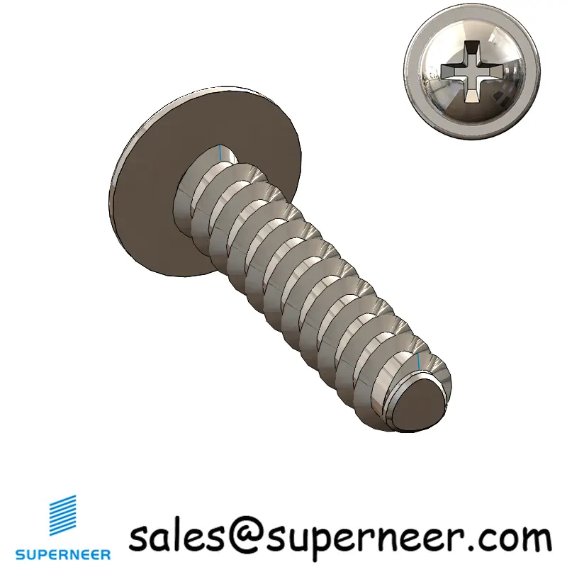 M2.2 × 10mm  Pan Washer Head Phillips Thread Foming Screws for Plastic SUS304 Stainless Steel Inox