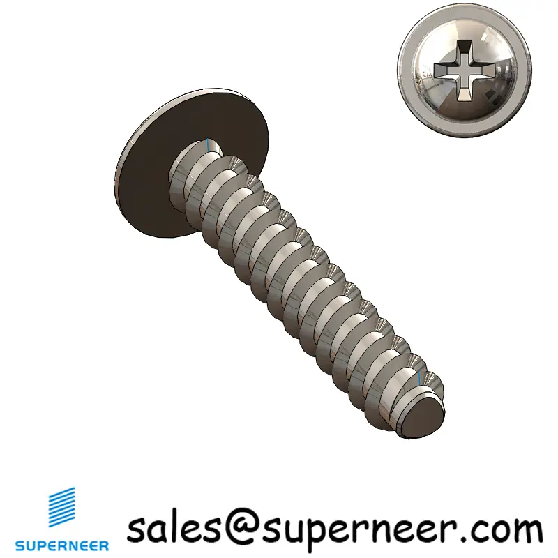 M2.2 × 12mm  Pan Washer Head Phillips Thread Foming Screws for Plastic SUS304 Stainless Steel Inox