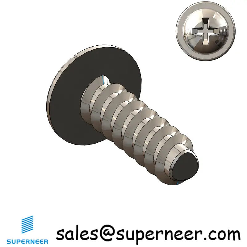 M2.5 × 8mm  Pan Washer Head Phillips Thread Foming Screws for Plastic SUS304 Stainless Steel Inox