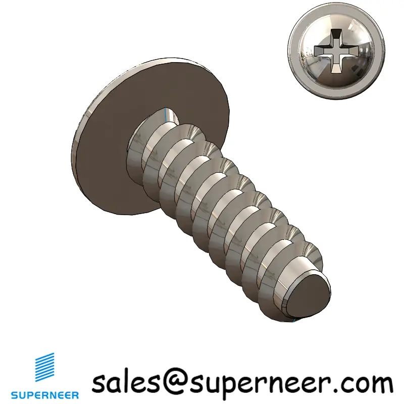 M2.5 × 9mm  Pan Washer Head Phillips Thread Foming Screws for Plastic SUS304 Stainless Steel Inox