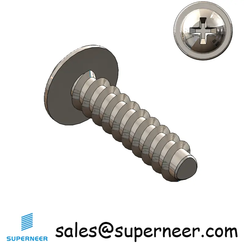 M2.5 × 10mm  Pan Washer Head Phillips Thread Foming Screws for Plastic SUS304 Stainless Steel Inox