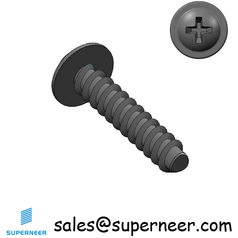 M2.5 × 12mm  Pan Washer Head Phillips Thread Foming Screws for Plastic   Steel Black