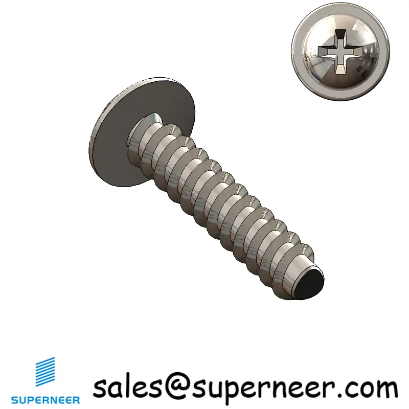 M2.5 × 12mm  Pan Washer Head Phillips Thread Foming Screws for Plastic SUS304 Stainless Steel Inox