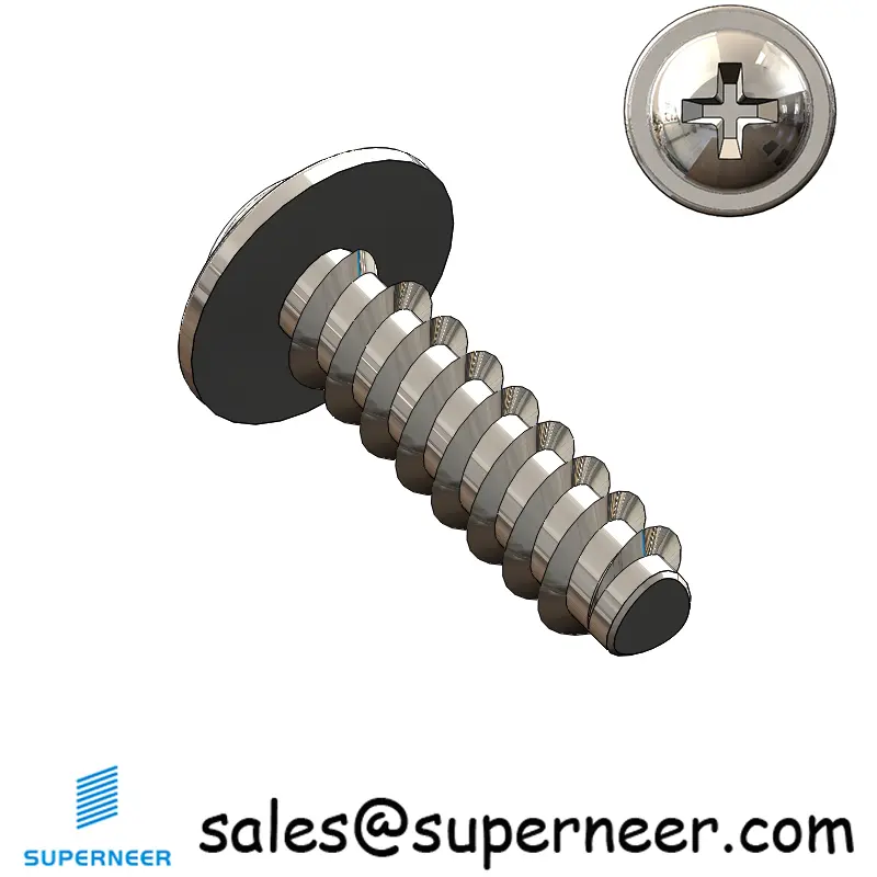 M3.5 × 12mm  Pan Washer Head Phillips Thread Foming Screws for Plastic SUS304 Stainless Steel Inox