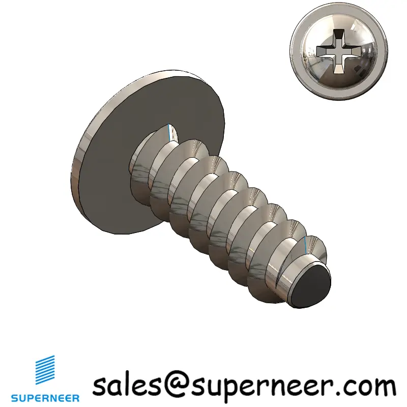 M4 × 12mm  Pan Washer Head Phillips Thread Foming Screws for Plastic SUS304 Stainless Steel Inox