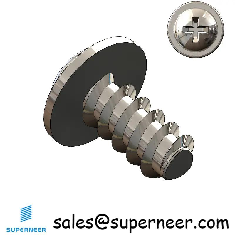 M6 × 12mm  Pan Washer Head Phillips Thread Foming Screws for Plastic SUS304 Stainless Steel Inox