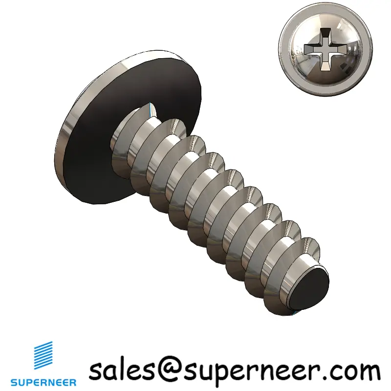 M6 × 20mm  Pan Washer Head Phillips Thread Foming Screws for Plastic SUS304 Stainless Steel Inox