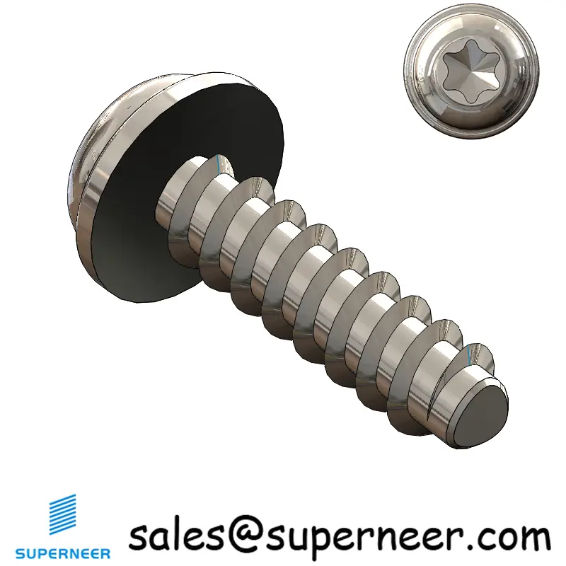 M2.2 × 8mm  Pan Washer Head Torx Thread Foming Screws for Plastic SUS304 Stainless Steel Inox