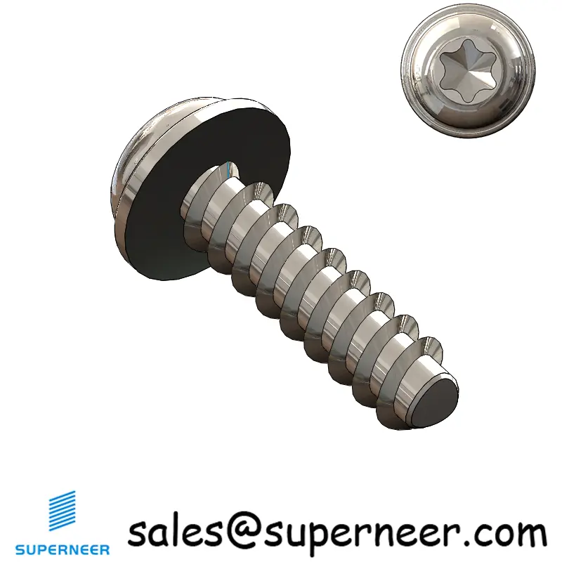 M2.5 × 9mm  Pan Washer Head Torx Thread Foming Screws for Plastic SUS304 Stainless Steel Inox