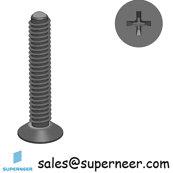 2-56 × 1/2 Flat Head Phillips Thread Forming  Screws for Metal  Steel Black