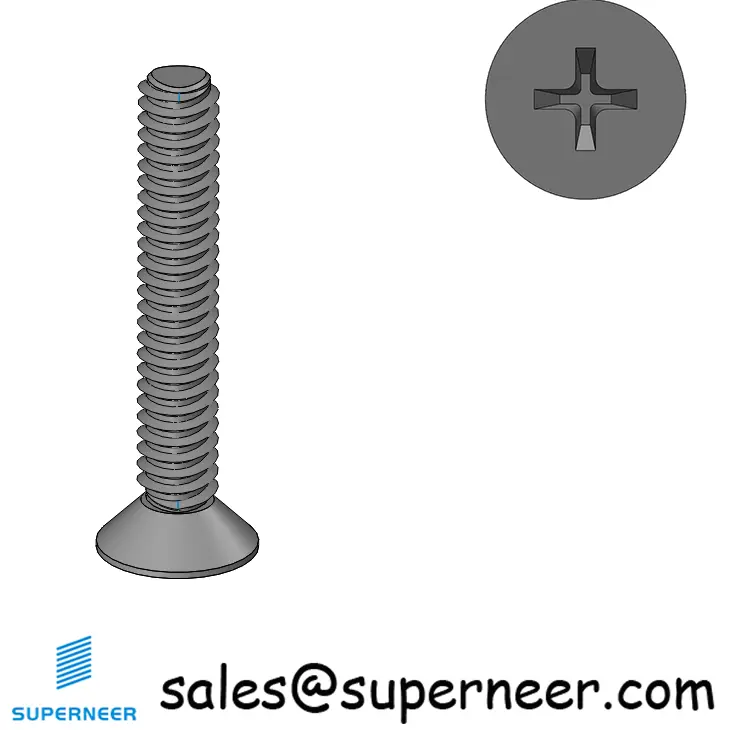 M2 × 12mm Flat Head Phillips Thread Forming Screws for Metal Steel Black