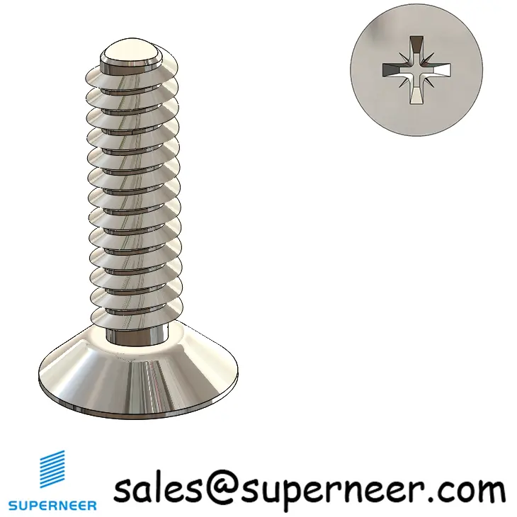 6-32 × 1/2 Flat Head Pozi Thread Forming  Screws for Metal  SUS304 Stainless Steel Inox