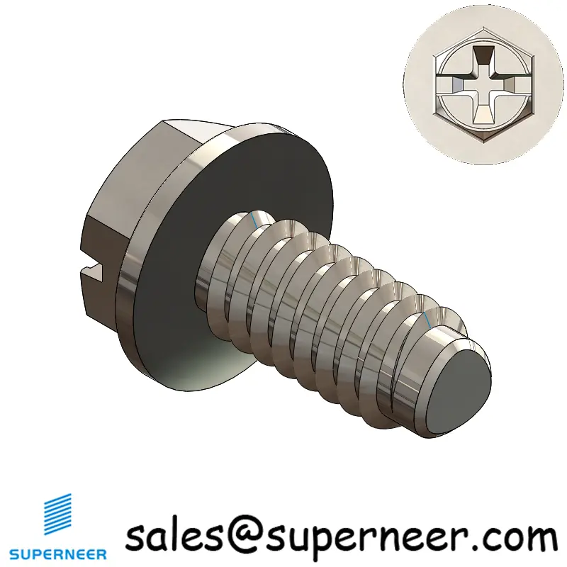 2-56 × 3/16 Hex Washer Phillips Slot Thread Forming  Screws for Metal  SUS304 Stainless Steel Inox
