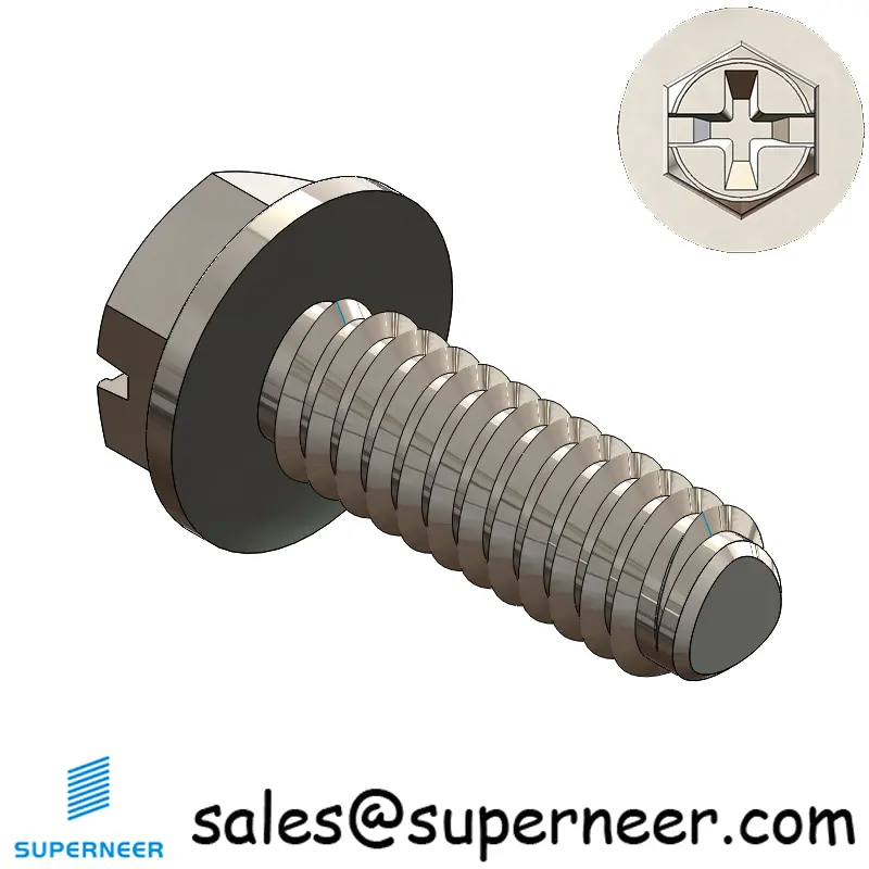 2-56 × 1/4 Hex Washer Phillips Slot Thread Forming  Screws for Metal  SUS304 Stainless Steel Inox