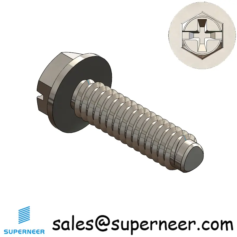 2-56 × 5/16 Hex Washer Phillips Slot Thread Forming  Screws for Metal  SUS304 Stainless Steel Inox
