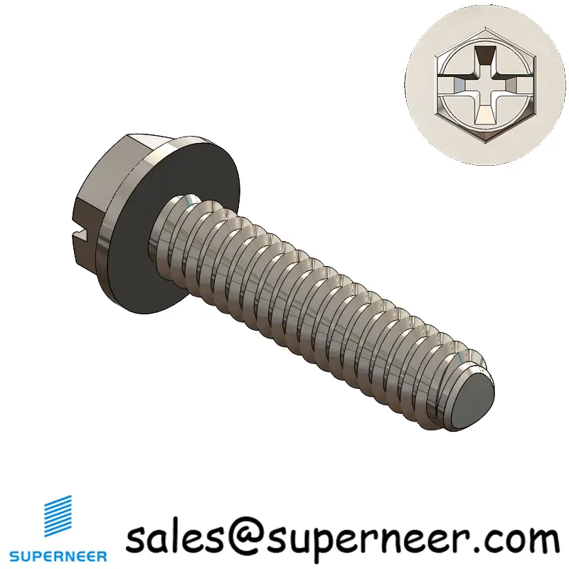 2-56 × 3/8 Hex Washer Phillips Slot Thread Forming  Screws for Metal  SUS304 Stainless Steel Inox