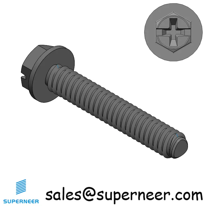 2-56 × 1/2 Hex Washer Phillips Slot Thread Forming  Screws for Metal  Steel Black