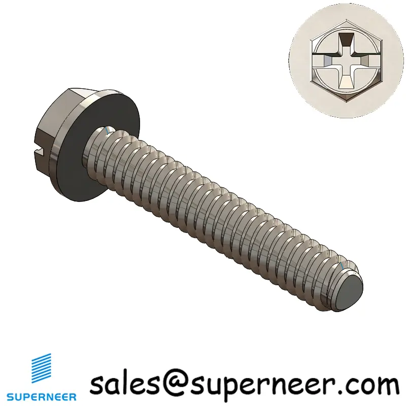 2-56 × 1/2 Hex Washer Phillips Slot Thread Forming  Screws for Metal  SUS304 Stainless Steel Inox