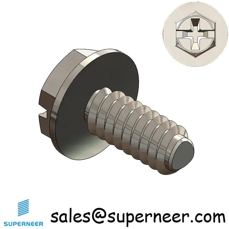 4-40 × 1/4 Hex Washer Phillips Slot Thread Forming  Screws for Metal  SUS304 Stainless Steel Inox