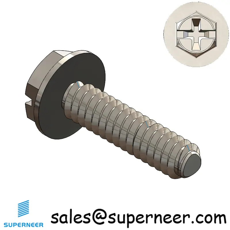 4-40 × 7/16 Hex Washer Phillips Slot Thread Forming  Screws for Metal  SUS304 Stainless Steel Inox