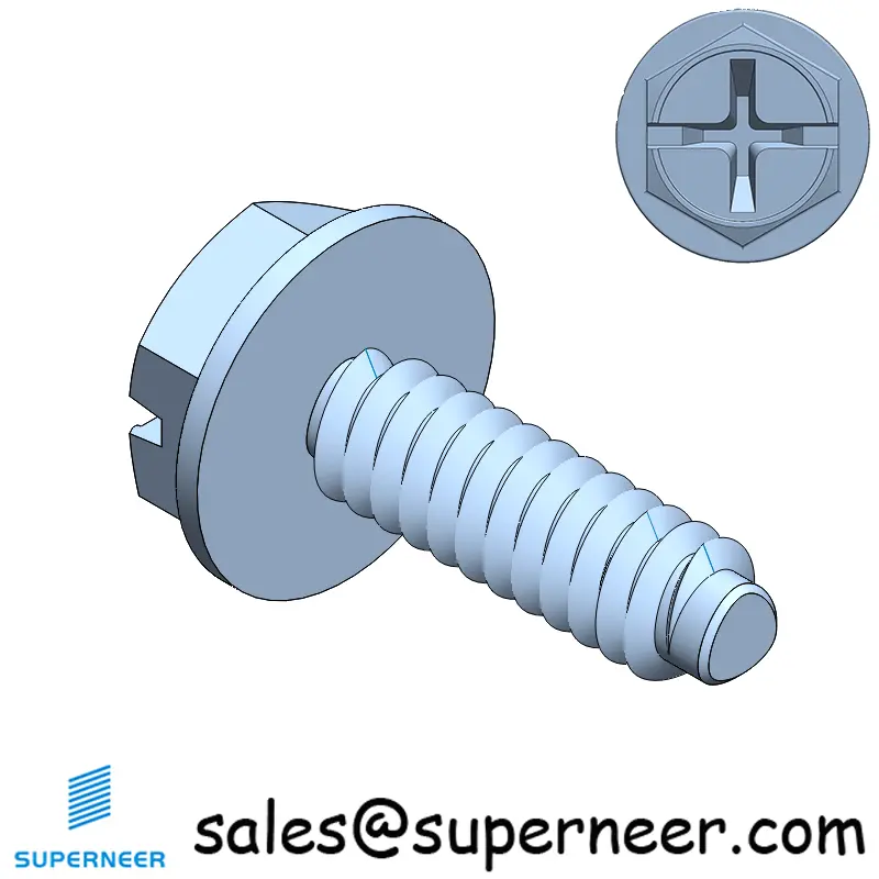 6-32 × 7/16 Hex Washer Phillips Slot Thread Forming  Screws for Metal  Steel Blue Zinc Plated