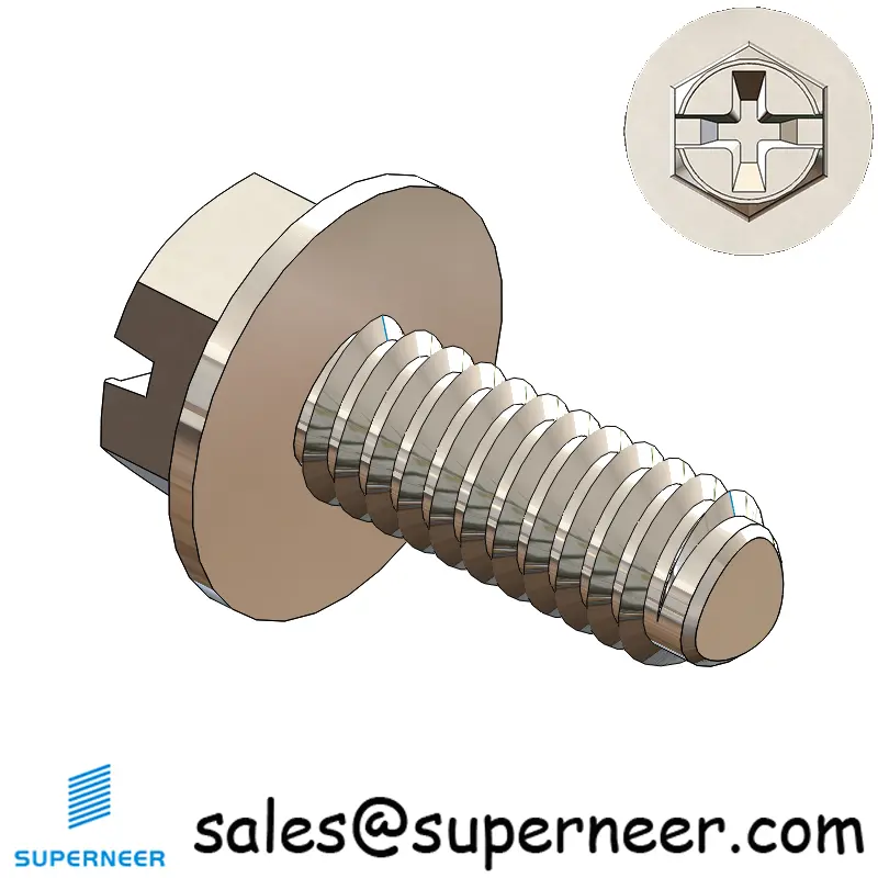 M2 × 5mm Indented Hex Washer Phillips Slot Thread Forming Screws for Metal SUS304 Stainless Steel Inox