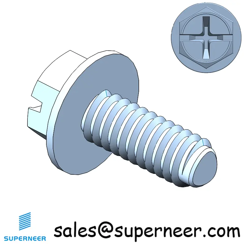 M2 × 5mm Indented Hex Washer Phillips Slot Thread Forming Screws for Metal Steel Blue Zinc Plated