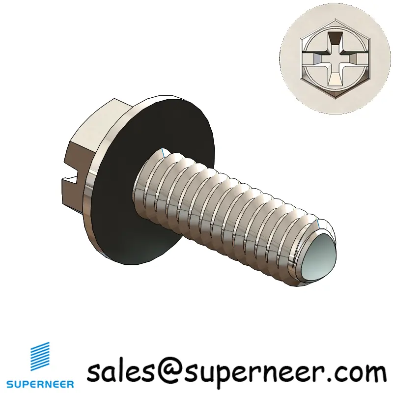 M2 × 6mm Indented Hex Washer Phillips Slot Thread Forming Screws for Metal SUS304 Stainless Steel Inox