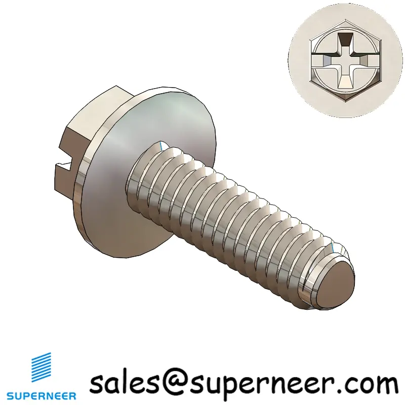 M2 × 7mm Indented Hex Washer Phillips Slot Thread Forming Screws for Metal SUS304 Stainless Steel Inox