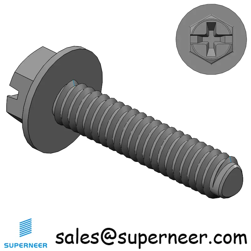 M2 × 9mm Indented Hex Washer Phillips Slot Thread Forming Screws for Metal Steel Black