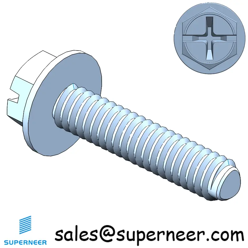 M2 × 9mm Indented Hex Washer Phillips Slot Thread Forming Screws for Metal SUS304 Stainless Steel Inox