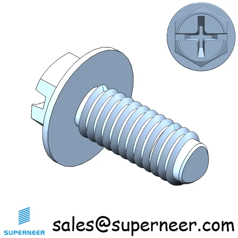 M2.5 × 6mm Indented Hex Washer Phillips Slot Thread Forming Screws for Metal SUS304 Stainless Steel Inox