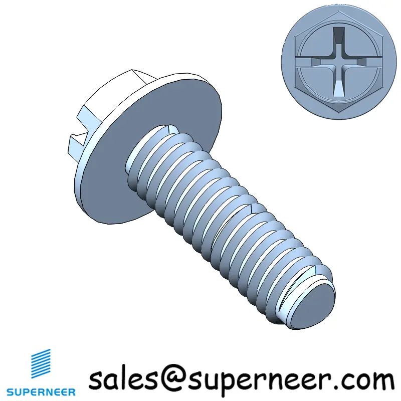 M2.5 × 8mm Indented Hex Washer Phillips Slot Thread Forming Screws for Metal SUS304 Stainless Steel Inox