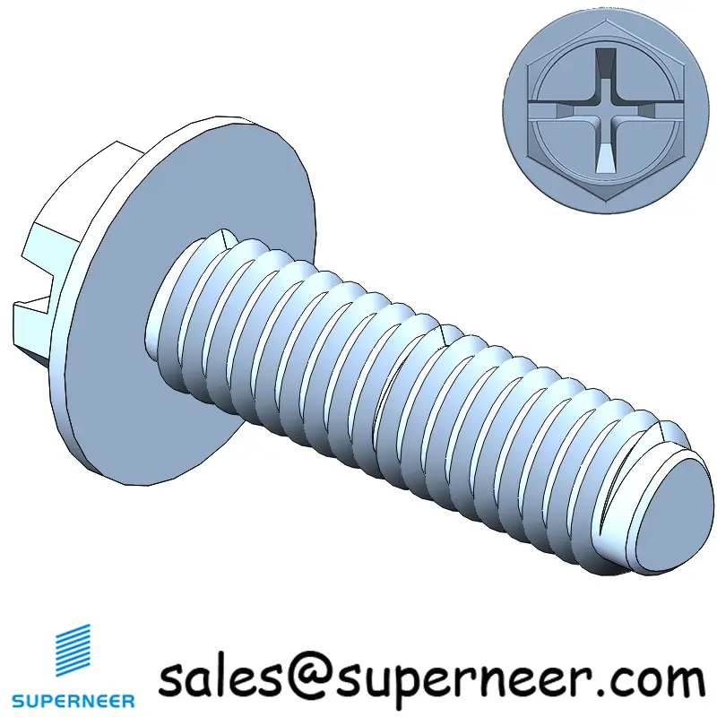 M2.5 × 9mm Indented Hex Washer Phillips Slot Thread Forming Screws for Metal SUS304 Stainless Steel Inox