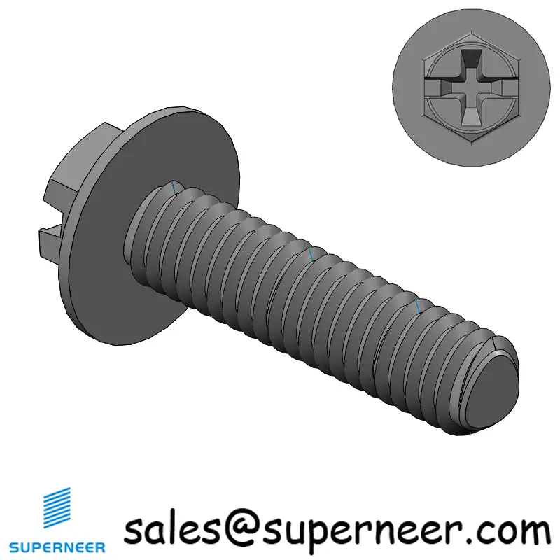 M2.5 × 10mm Indented Hex Washer Phillips Slot Thread Forming Screws for Metal Steel Black