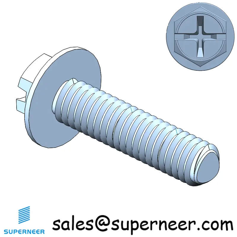 M2.5 × 10mm Indented Hex Washer Phillips Slot Thread Forming Screws for Metal SUS304 Stainless Steel Inox