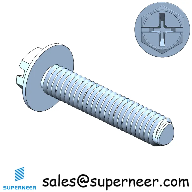 M2.5 × 12mm Indented Hex Washer Phillips Slot Thread Forming Screws for Metal SUS304 Stainless Steel Inox