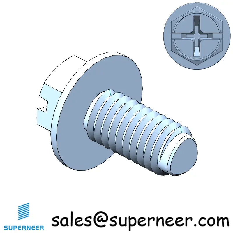 M3 × 6mm Indented Hex Washer Phillips Slot Thread Forming Screws for Metal SUS304 Stainless Steel Inox