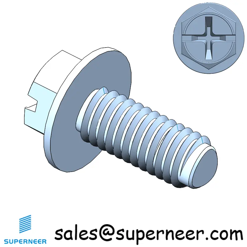 M3 × 7mm Indented Hex Washer Phillips Slot Thread Forming Screws for Metal SUS304 Stainless Steel Inox