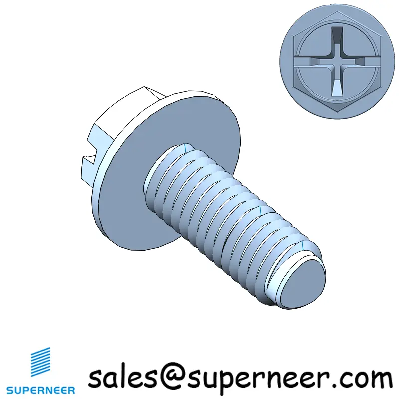 M3 × 8mm Indented Hex Washer Phillips Slot Thread Forming Screws for Metal SUS304 Stainless Steel Inox