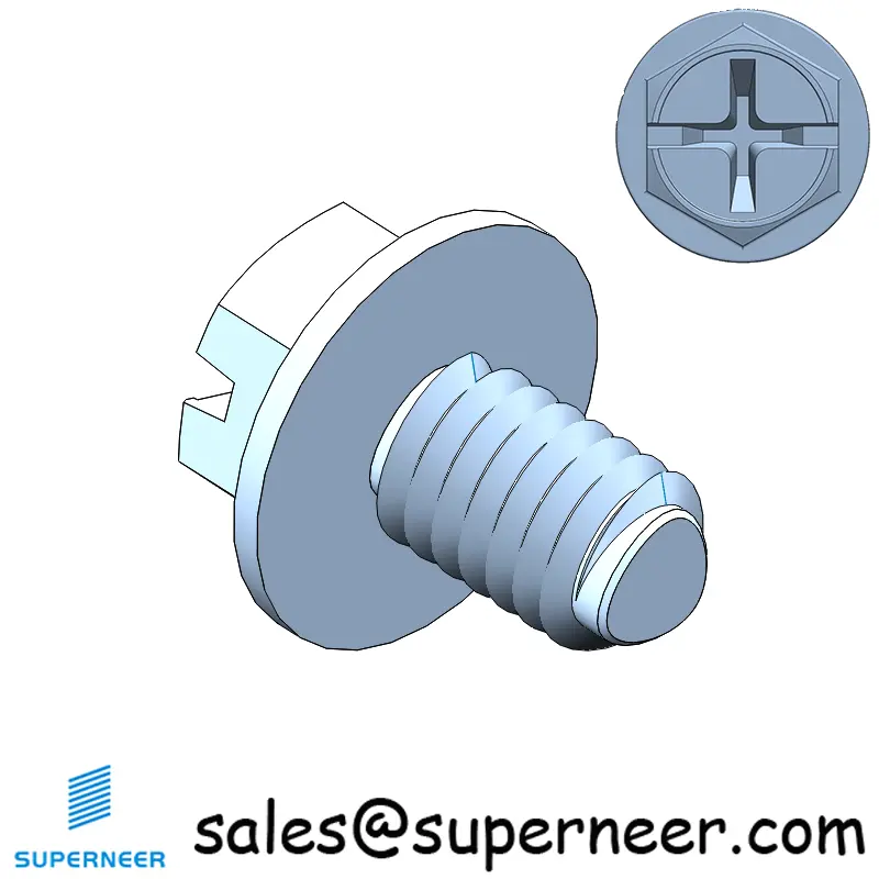 M4 × 6mm Indented Hex Washer Phillips Slot Thread Forming Screws for Metal SUS304 Stainless Steel Inox